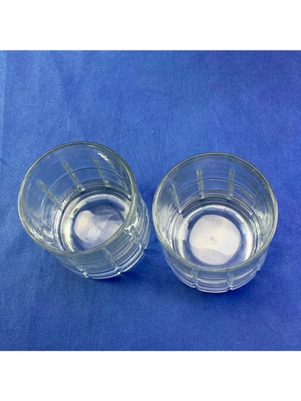 Anchor Hocking Clear MANCHESTER TARTAN Old Fashion Lowball Rock Glasses Set 2